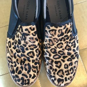 Cole Haan Leopard Slip On Loafers